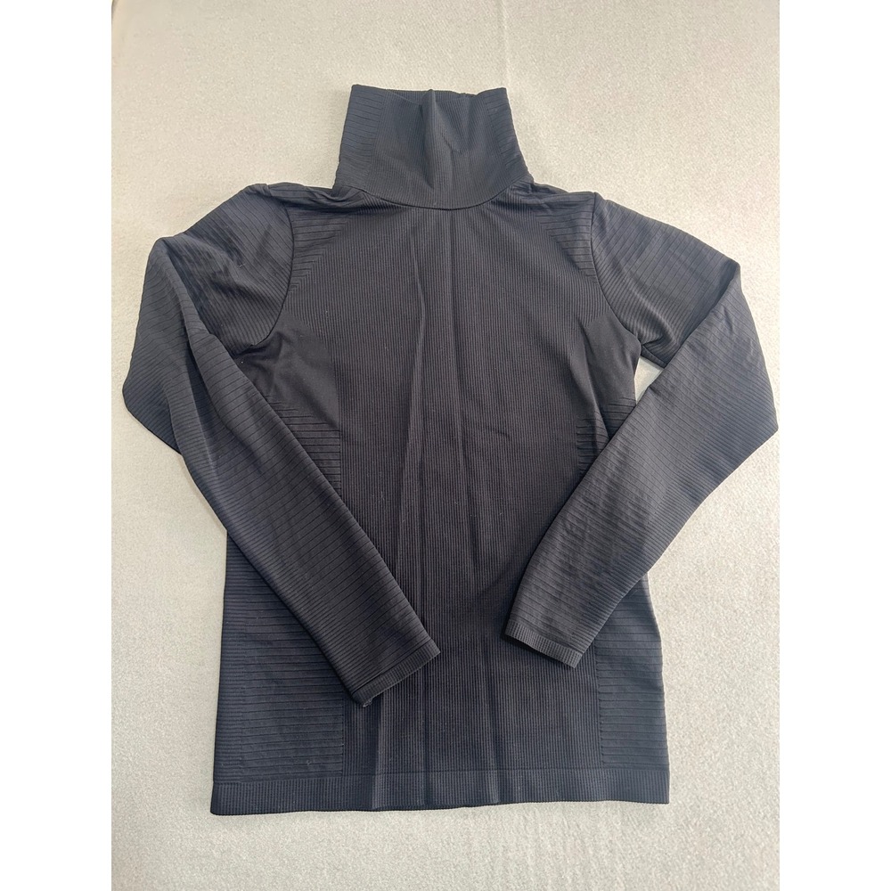 Athleta Flurry Blizzard Rib Turtleneck Womens Small Black Long Sleeve Thumbholes
